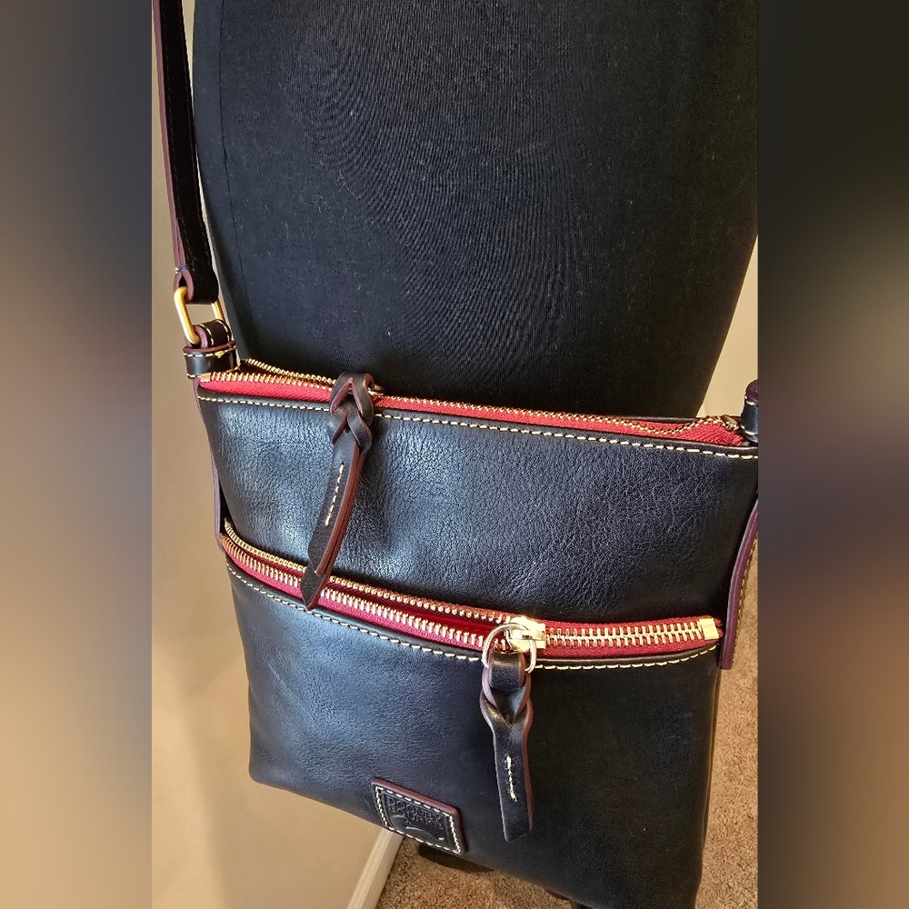 Dooney & Bourke Navy Florentine Leather Letter Carrier - Picture 4 of 6